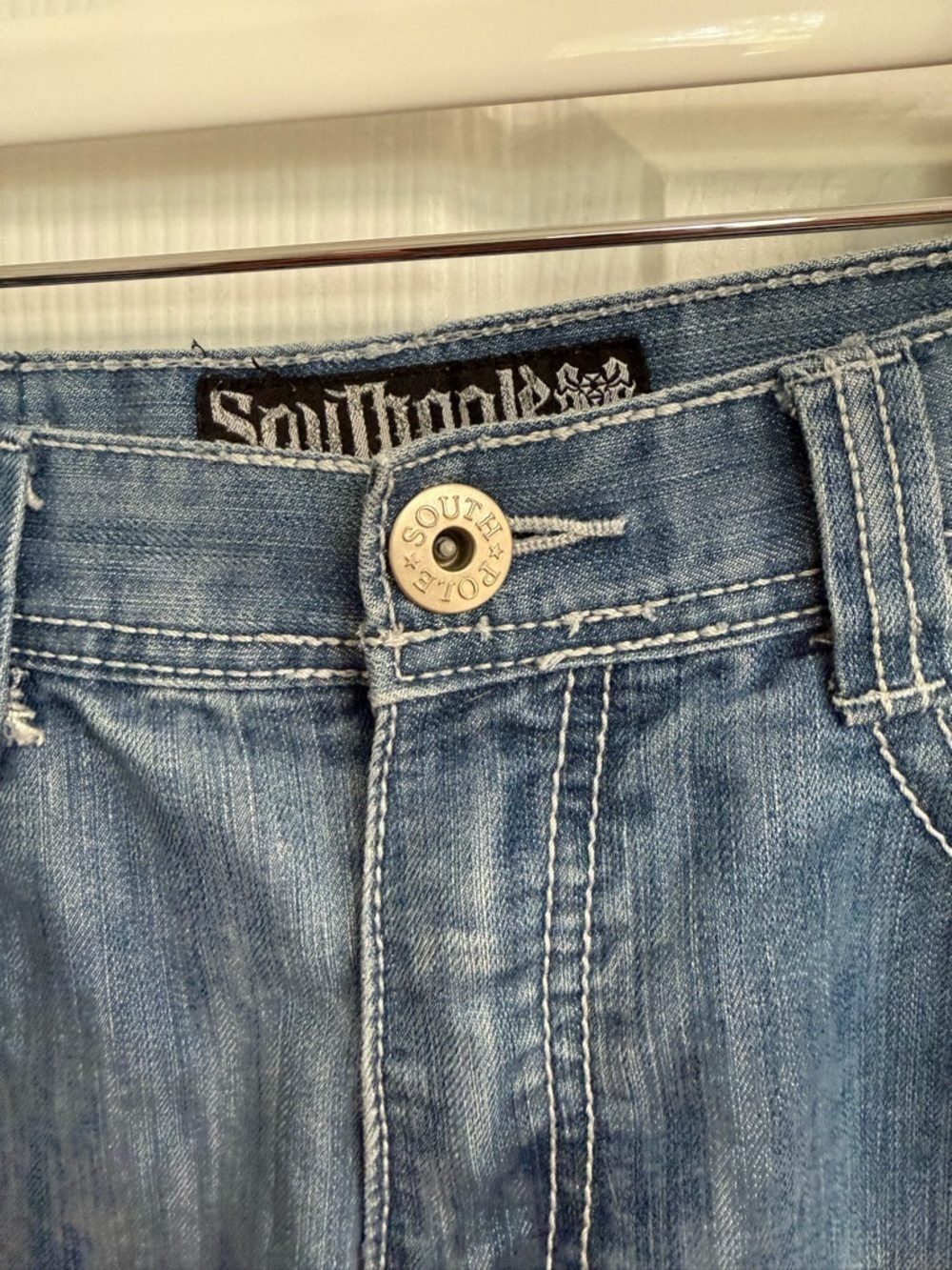 Southpole Jeans Mens 32x31 Blue Denim Y2K Baggy Straight Skater Streetwear - Picture 3 of 8